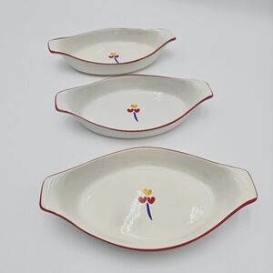 Riva Designs Tulips Pattern Individual Au Gratin Baking Dishes with Red Rim